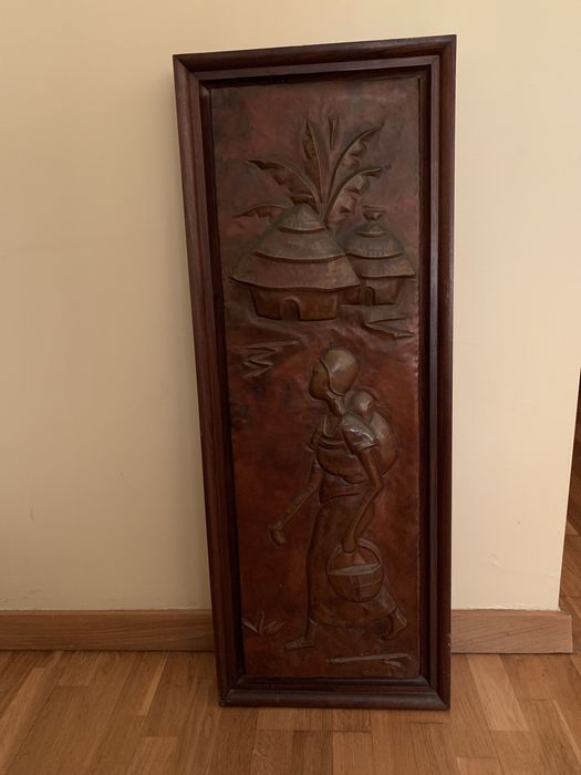 Quadro em cobre motivos africanos