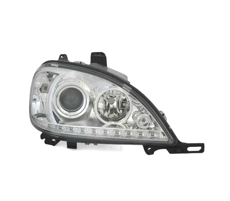 FARÓIS FRONTAIS LED LUZ DIURNA PARA MERCEDES ML W163- 98-01. FUNDO CROMADO
