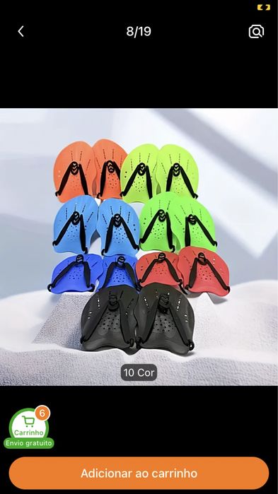 Flippers de Mão para Natação e Treino Aquático
