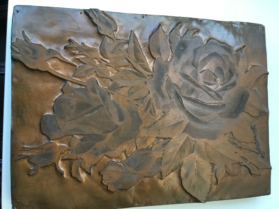 Print de flores em cobre, assinado, meados sec. XX
