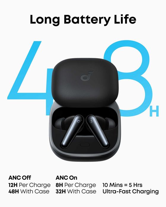 Soundcore by Anker Liberty 5. Бездротові навушники із шумозаглушенням. Навушники ANC 3.0. Бездротові Bluetooth-навушники 48H.