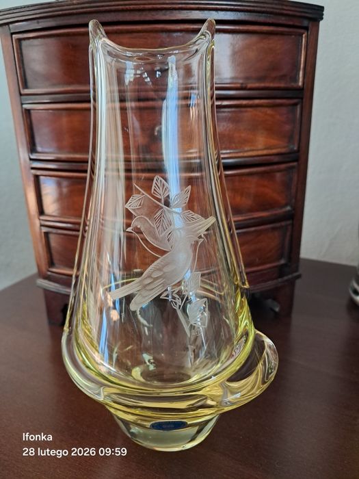 Wazon szklany Miroslav Klinger  Żelezny Brod sygnowany la