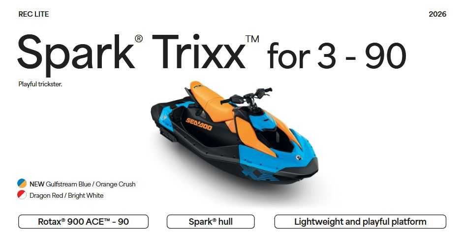 Skuter wodny Sea-Doo Spark Trixx 90 3-UP Gulfstream Blue/ Orange Crush