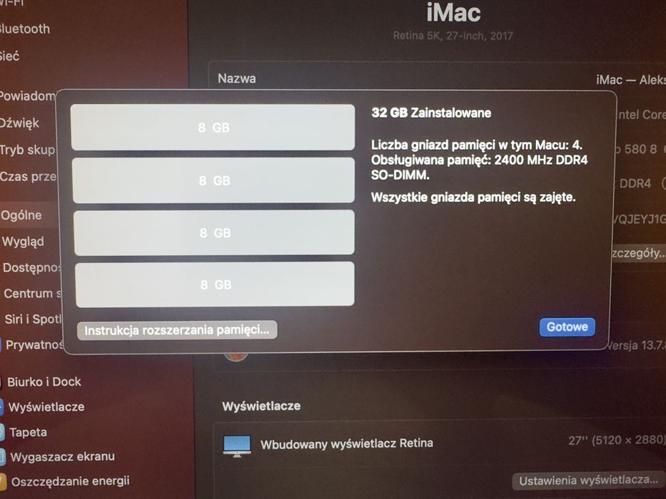 iMac 27" 2017, 5k, Intel i7 4,2 GHz, 32Gb RAM, SSD 1,1 Tb, Pro 580 8Gb