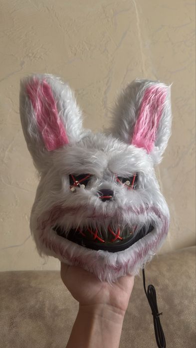 Маска кролика з LED-підсвіткою косплей заєць кролик страшний