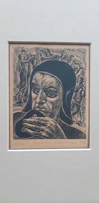 Drzeworyt "Maska" Krystyna Wróblewska