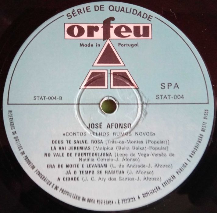 José Afonso	- - - - -		Contos Velhos, Rumos Novos	- - - - -	LP