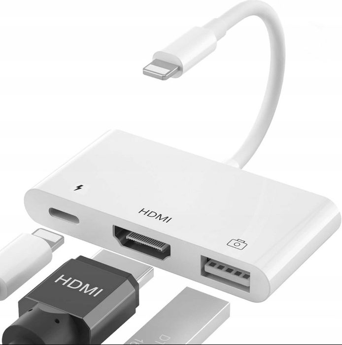 3w1 Adapter, przejściówka, Lighting HDMI USB OTG