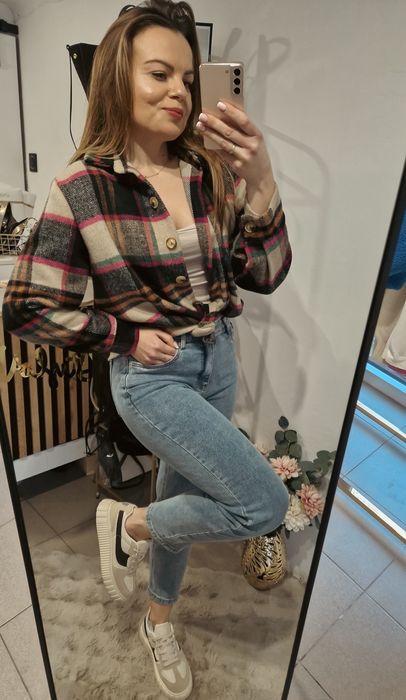 Koszula w kratę kurtka koszulowa wiosna XS S M L Varlesca chicaca