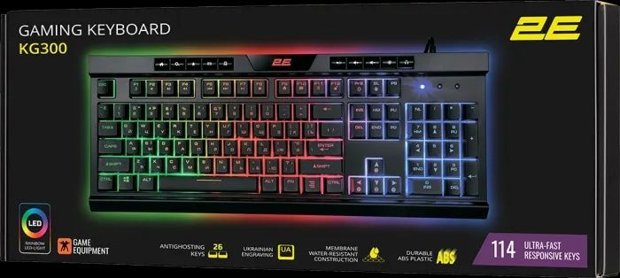 Клавіатура 2E GAMING KG300 LED USB Black (2E-KG300UB)