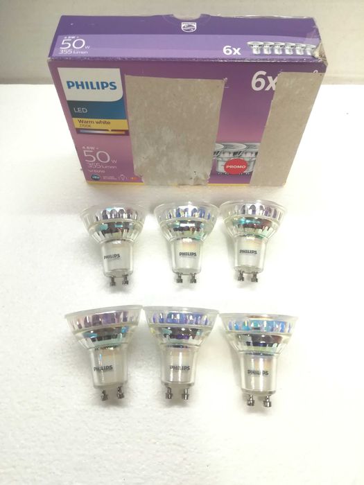 6x ŻARÓWKA LED GU10 PHILIPS 4,6W 50W 2700K 355lm