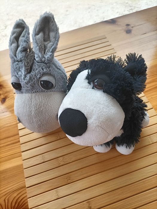 Lote 2 peluches animais cão + burro