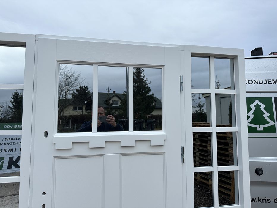 Drzwi zewnętrzne drewniane z doświetlami Cała Polska Amerykański Styl