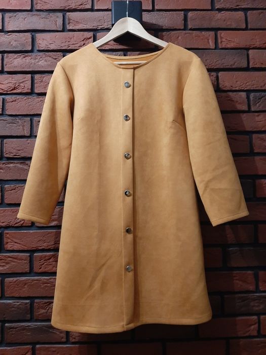 Piękna jak nowa zamszowa sukienka musztardowa jesienna  38 40 m l uni