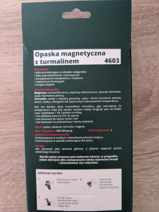 2x Opaska magnetyczna Turmalin na  nadgarstek, orteza, stabilizator
