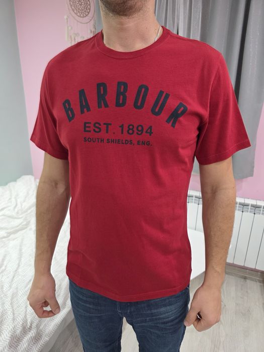 Koszulka t-shirt krótki rękaw mocna czerwień barbour L nowa
