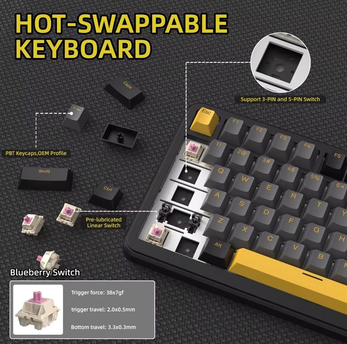 Top Игровая клавиатура Attack shark X85 PRO, RGB,4000mah,75%,hot-swap#