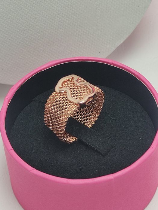 Pierścionek 16 z misiem różowe srebro vetmeil 925