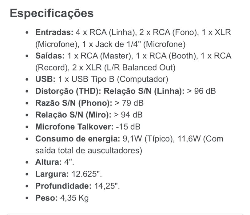 Mesa de Mistura Numark M6 4 canais