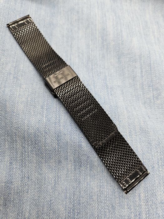 Bransoleta mesh 20mm czarna siatkowana stal 316L