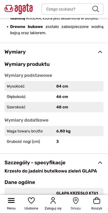 Krzesło tapicerowane zielone welur