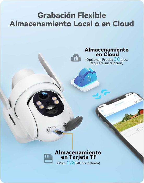 4G LTE Câmara de vigilância exterior com cartão SIM 2K HD