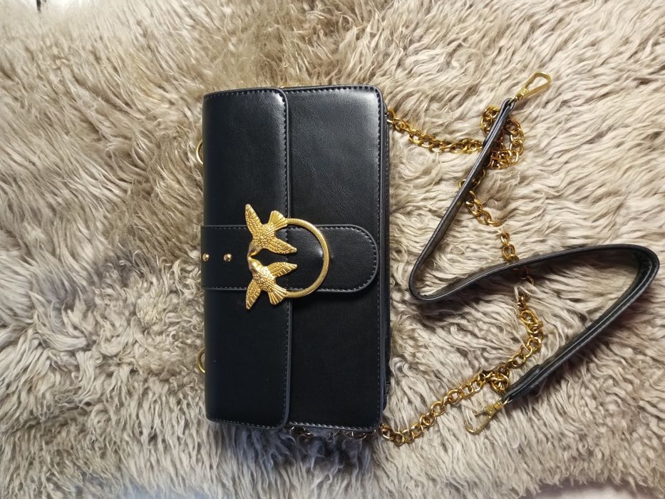 Czarna torebka listonoszka nowa dwa paski okazja solidna