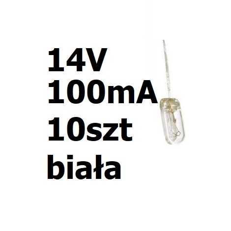 Żarówka miniaturowa biała 4x10mm 14V 100mA 10szt