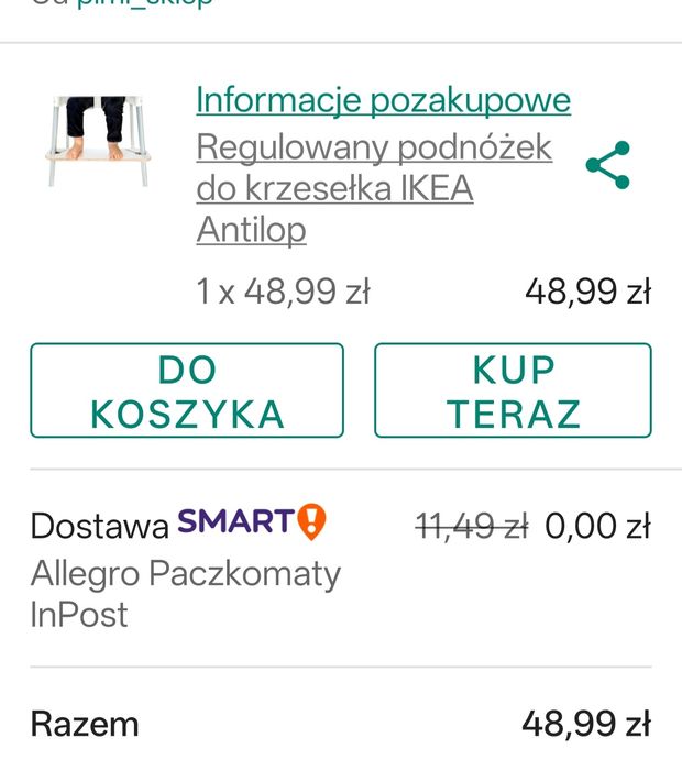 Ikea krzesełko do karmienia z podnóżkiem