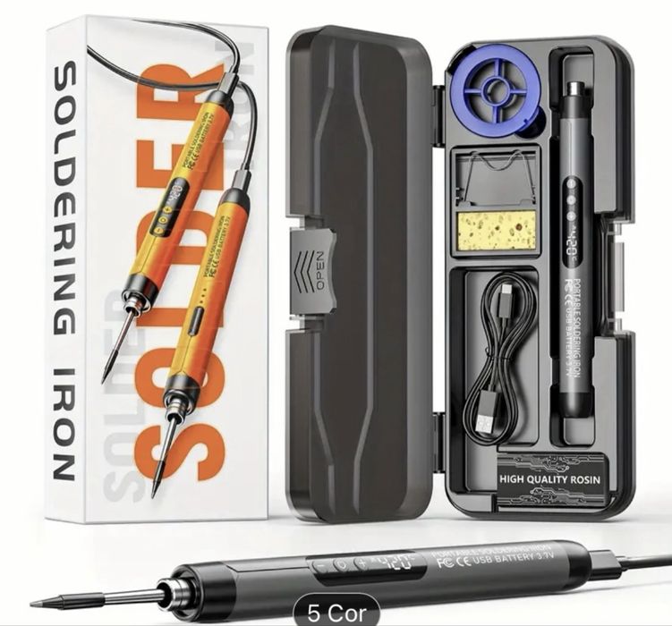 Ferro de Soldar Portátil Digital USB 3.7V - Kit Completo (Novo)
