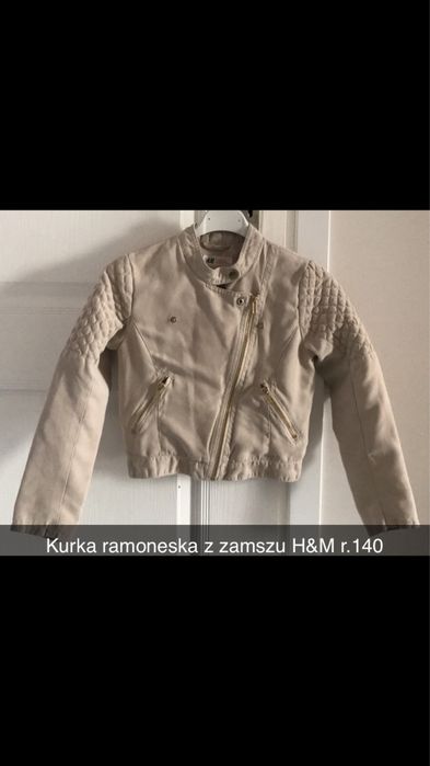Kurtka ramoneska zamszowa dla dziewczynki r.140