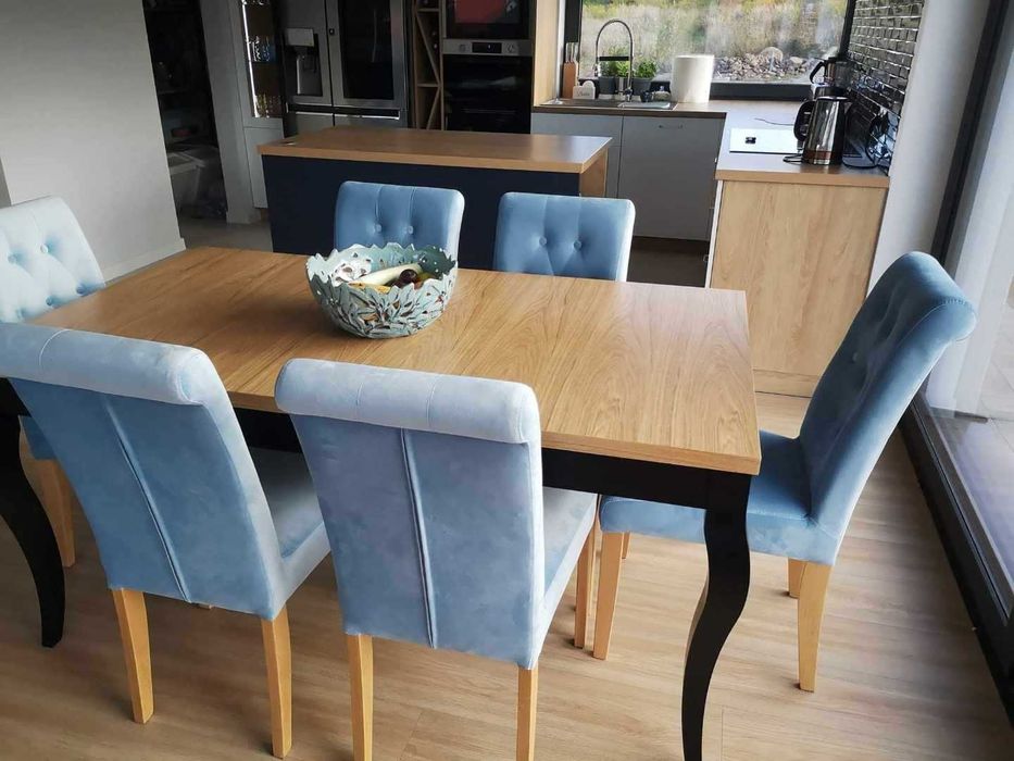 Zestaw -stół +6 krzeseł pikowanych do salonu jadalni kuchni Producent!