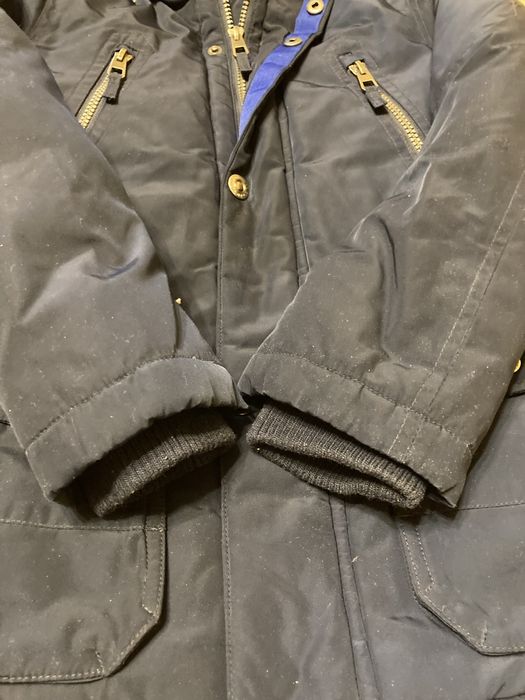 Куртка на натуральному пуху, зимові перчатки, зріст 134 см