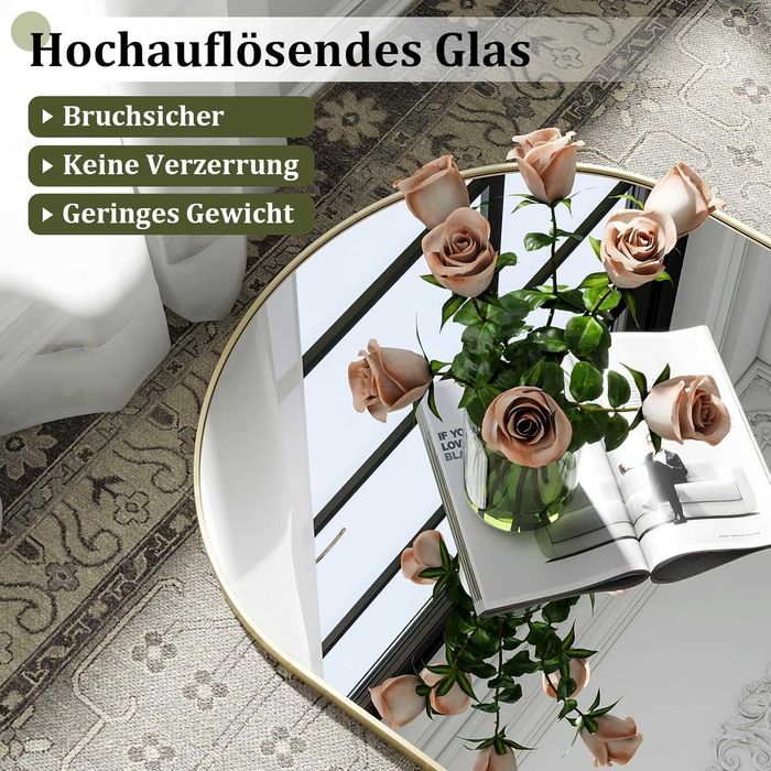 Nowe lustro / lusterko / stojące / półokrągłe / złote / 160x52 / R74!