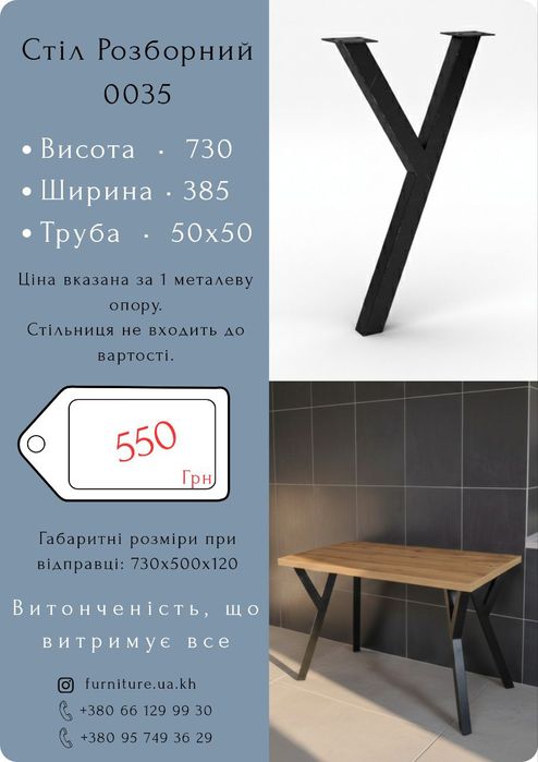 Опори для столів у стилі Loft