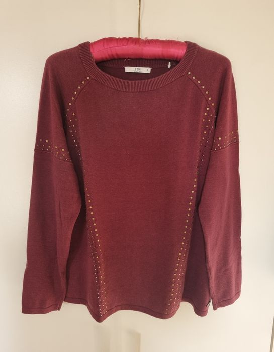 Bordowy Luźny sweter 40/42