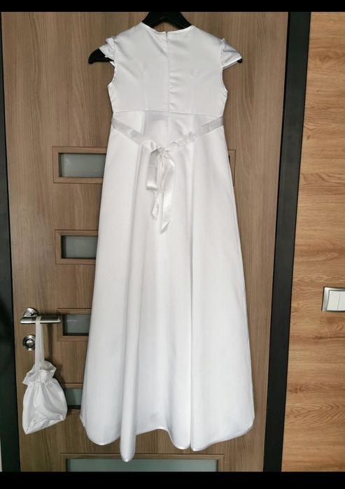 Sukienka komunijna r. 140 + bolerko + torebka  kolor I Komunia ivory/e