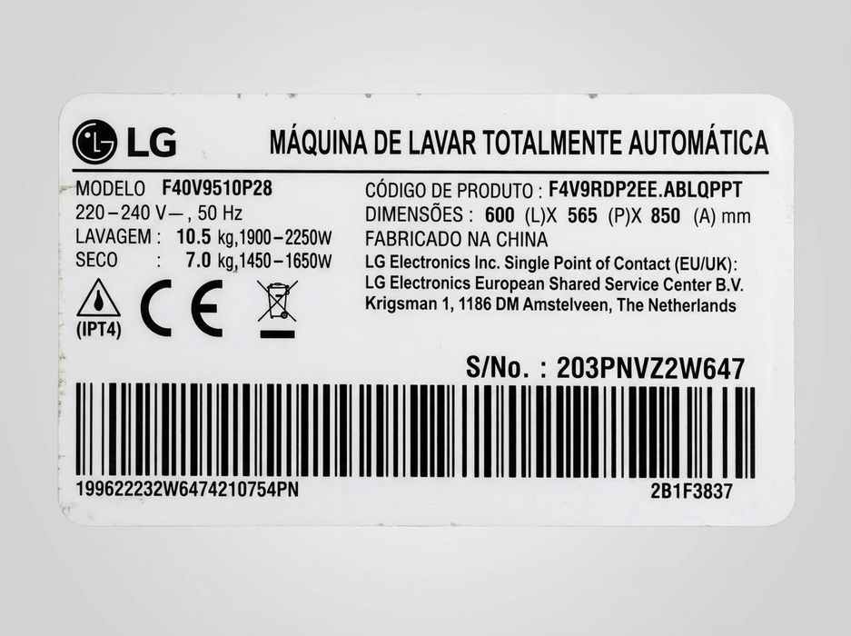 Máquina de lavar e secar LG F4DV9510P2B em bom estado