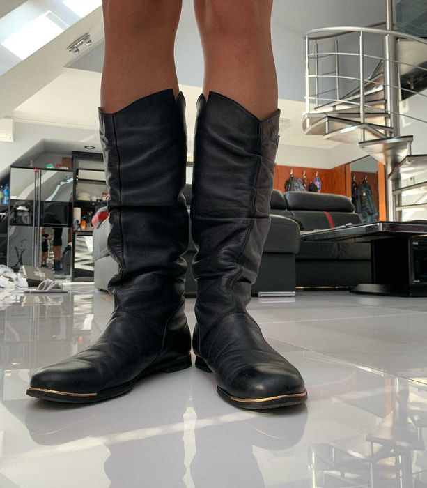 Сапоги весна-осень б/у, кожа.