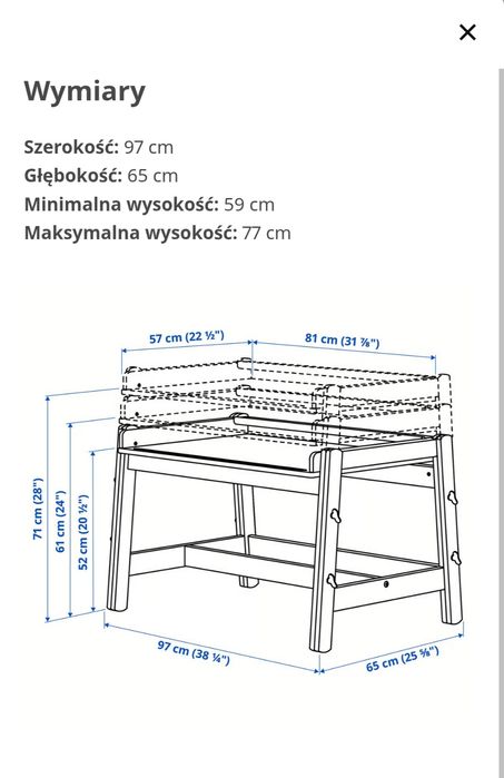 Biurko dziecięce regulacja wysokosci IKEA Flisat