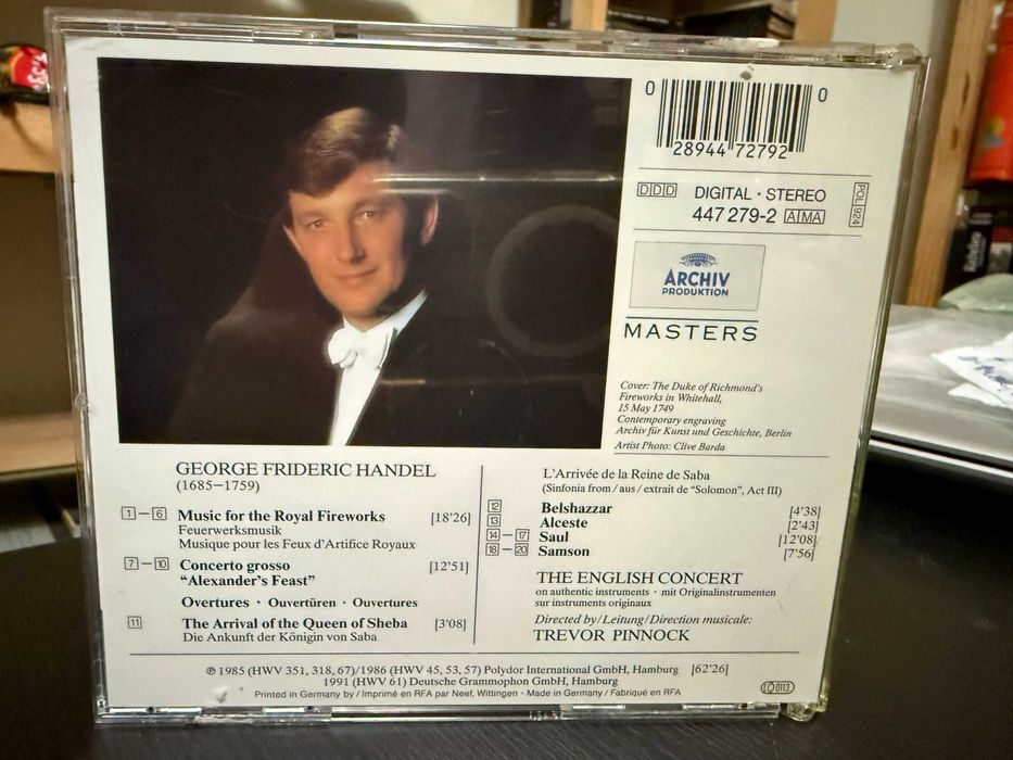 Handel – Royal Fireworks, Concerto Grosso, Ouvertures – Pinnock