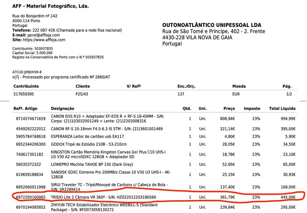 Câmara Fotográfica 360 graus - TRISIO Lite 2 Câmara VR 360o