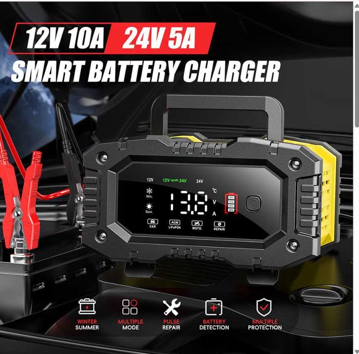 Foxsur FPT-100 12V-10A/24V-5A Імпульсний зарядний пристрій для акумулятора
