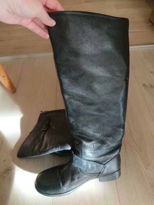 Buty zimowe wiosenne wysokie kozaki czarne 37