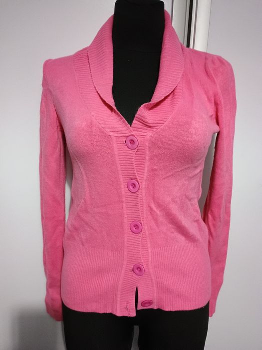 Sweter z długim rozpinany różowy róż r. 38 M