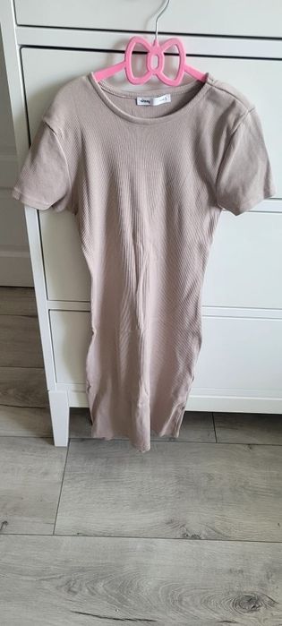 Sinsay* Sukienka prążki beżowa caffe*S