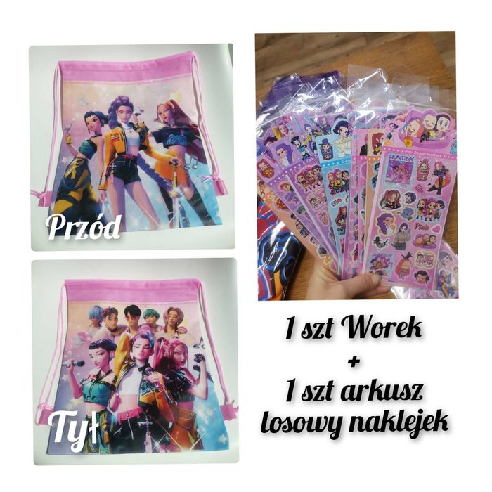 Nowy Worek na buty Huntrix naklejki worek Rumi torba Demon Hunters