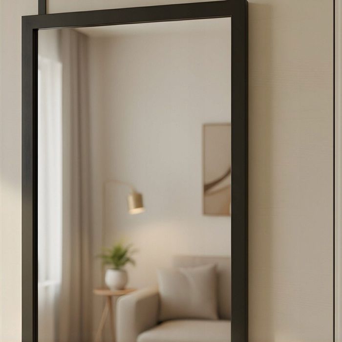 LUSTRO czarne na drzwi 36x110 cm bezpieczne odblaśkowe