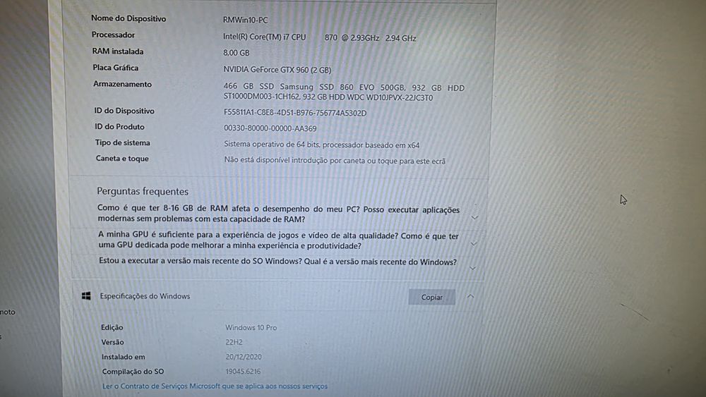 Desktop I7 GTX 960 8Gb 1,5Tb
