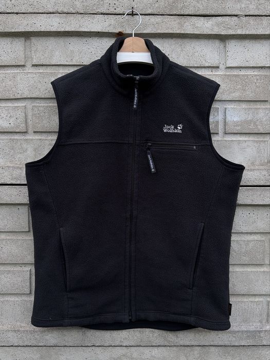 Czarny, gruby, polarowy bezrękawnik Jack Wolfskin Nanuk Fleece Vest, rozmiar XL